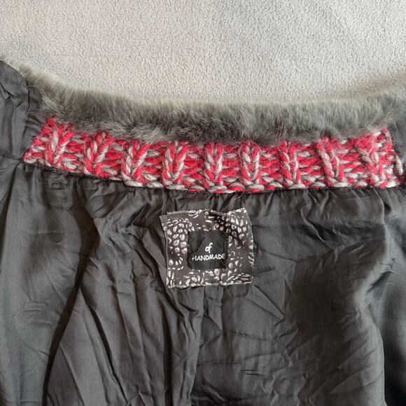 OF Handmade Alpaca Wool Blend Drop Shoulder Vest S Red Black Artsy Sustainable - Picture 11 of 15